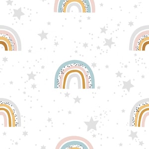 Pré-commander! Tissu en coton petites étoiles arc-en-ciel à pois pastel à partir de 50 cm