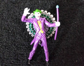 DC Comics The Joker Rhinestones - Name badge / lanyard holder / Retractable ID Badge Reel / Work ID Badge /