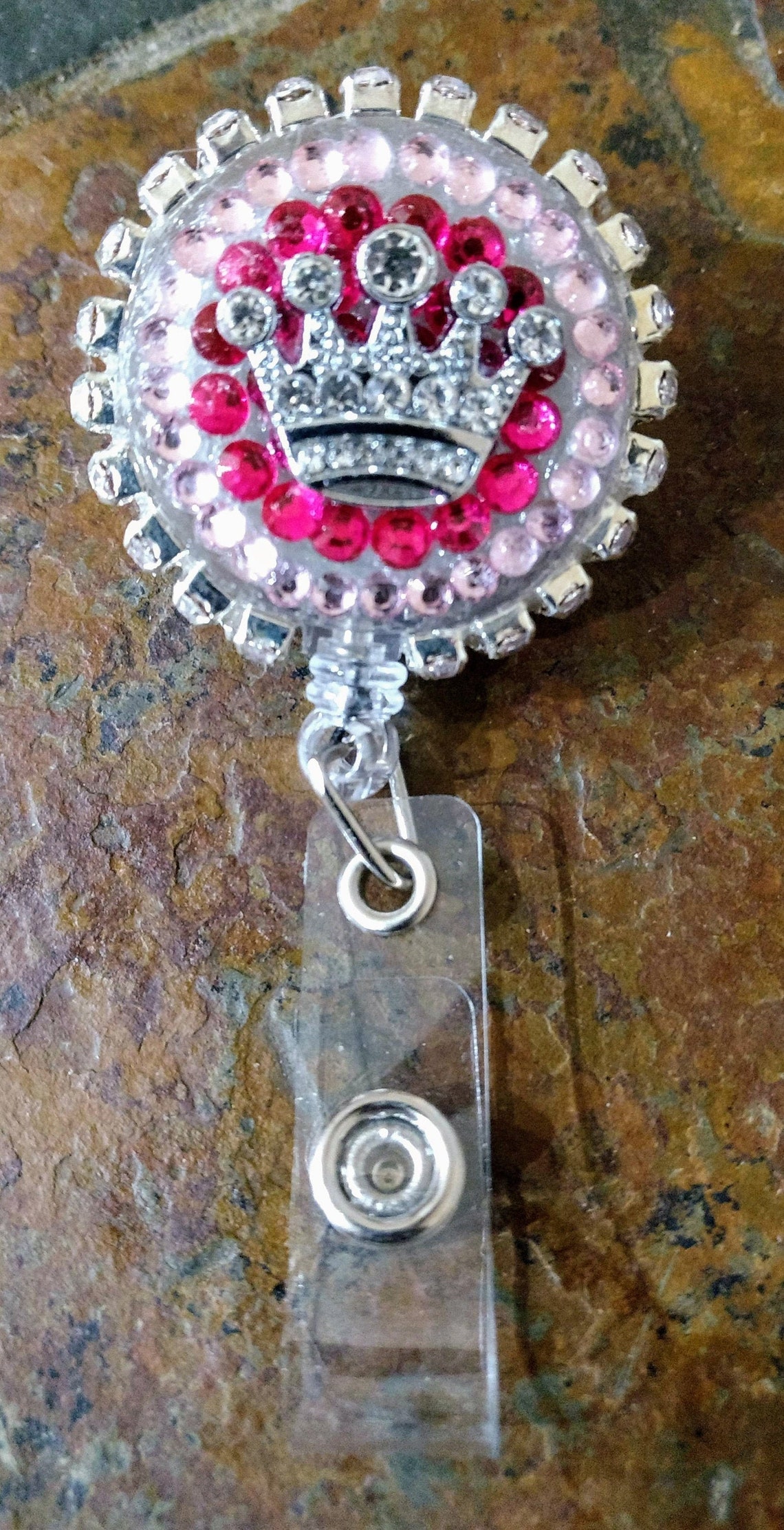 Bling Crown Rhinestones Name badge / lanyard holder / Etsy