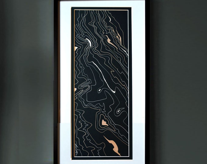 WILD-MOUNT. Original metalic,Terrain-Integrity, Topography levels, Minimalist Handrawing Art Style, Abstraction.
