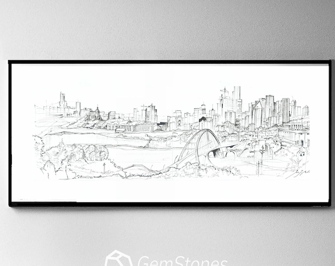 Edmonton Architecture Cityscape Sketch - Canada Handmade