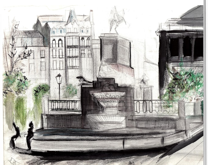 Madrid Architectural Cityscape Sketch Illustrations