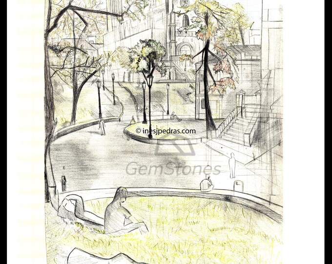 Madrid Sketch – Walkway near the Prado Museum