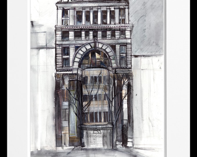Architectural Illustration of Madrid - Historic Building in Watercolor and Ink