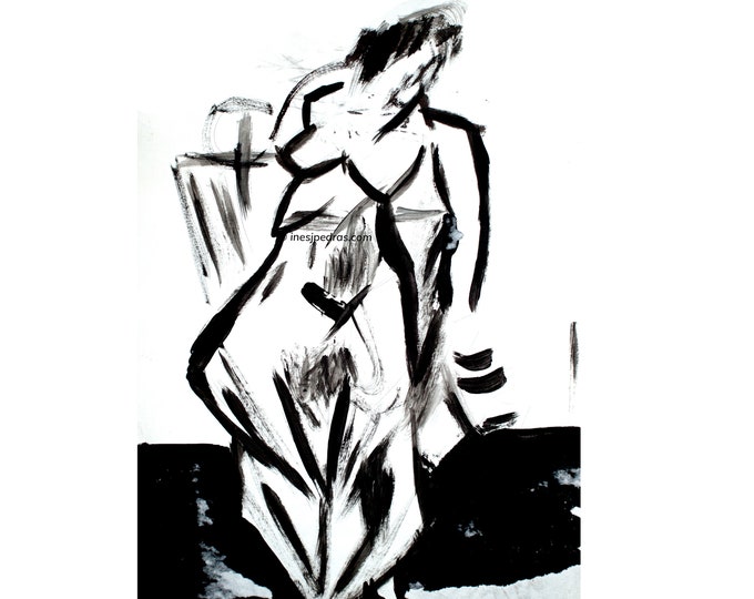 Untitled. WOMENSDAY DiaDaMuller Original Handrawing Sculptural Sketch Black& White