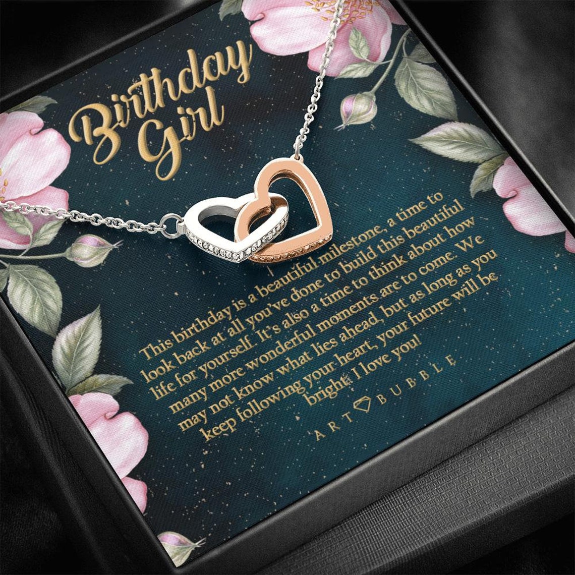 Personalized Gift Birthday Girl Jewelry Birthday Rose Heart Etsy
