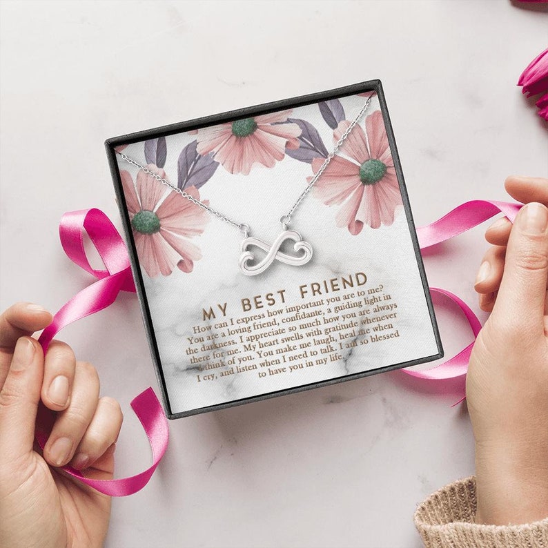 Mothers Day Gift Best Friend Heart Infinity Gold Necklace BFF Heart Necklace Friendship Jewelry Personalized Gift For Best Friend