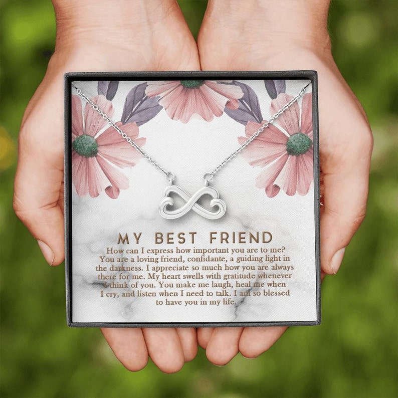 Mothers Day Gift Best Friend Heart Infinity Gold Necklace BFF Heart Necklace Friendship Jewelry Personalized Gift For Best Friend