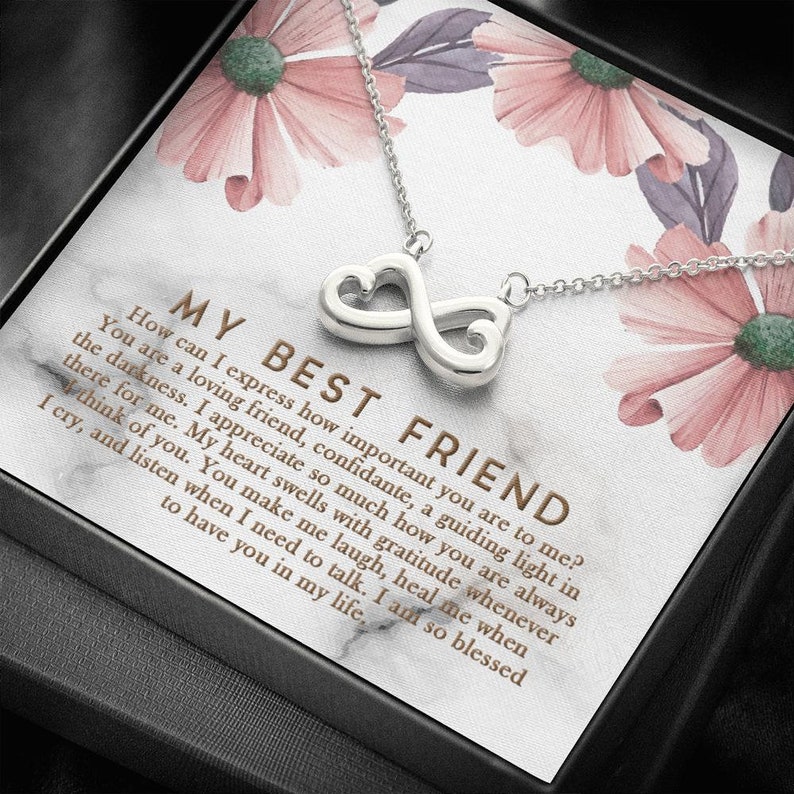 Mothers Day Gift Best Friend Heart Infinity Gold Necklace BFF Heart Necklace Friendship Jewelry Personalized Gift For Best Friend