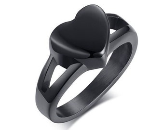 Bague pour cendres Bijoux en frêne souvenir Urnes cardiaques Bijoux pour le remplissage Bijoux commémoratifs Crémation Homme ou chien Acier inoxydable noir avec gravure