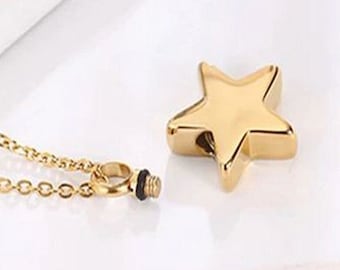 Ash Star Pendentif Ash Bijoux Souvenir Humain Animal Chien Décédé Crémation Collier Ash Pendentif Bijoux Mini Urne Gravure