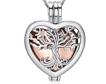 Urne collier coeur cendres pendentif pour remplissage arbre de vie bijoux souvenir cendres humaines bijoux mini urne acier inoxydable argent or rose avec gravure