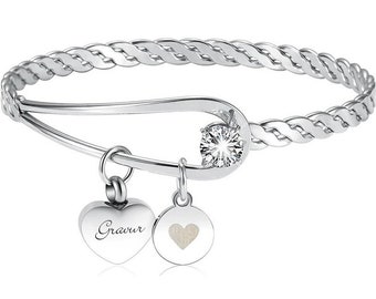 Frêne Bijoux Urne Bracelet Souvenir Décédé Coeur Cubique Zircone Bangle Cendre Rappel Humain Pet Chien Charms Pendentif Urne Chaîne Gravure