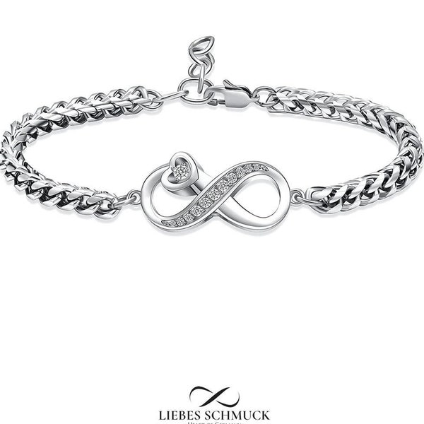 Urnarmband Asarmband Oneindige Infinity Loop Ashanger RVS Zilver Zirkonia Aandenken Overleden As Sieraden Met Gravure