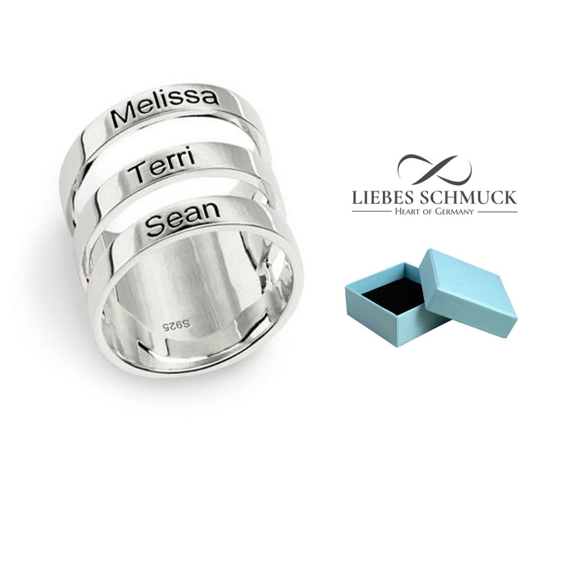 925 Silber Gravur Ring Namensring Familienring Name Datum Ich Etsy