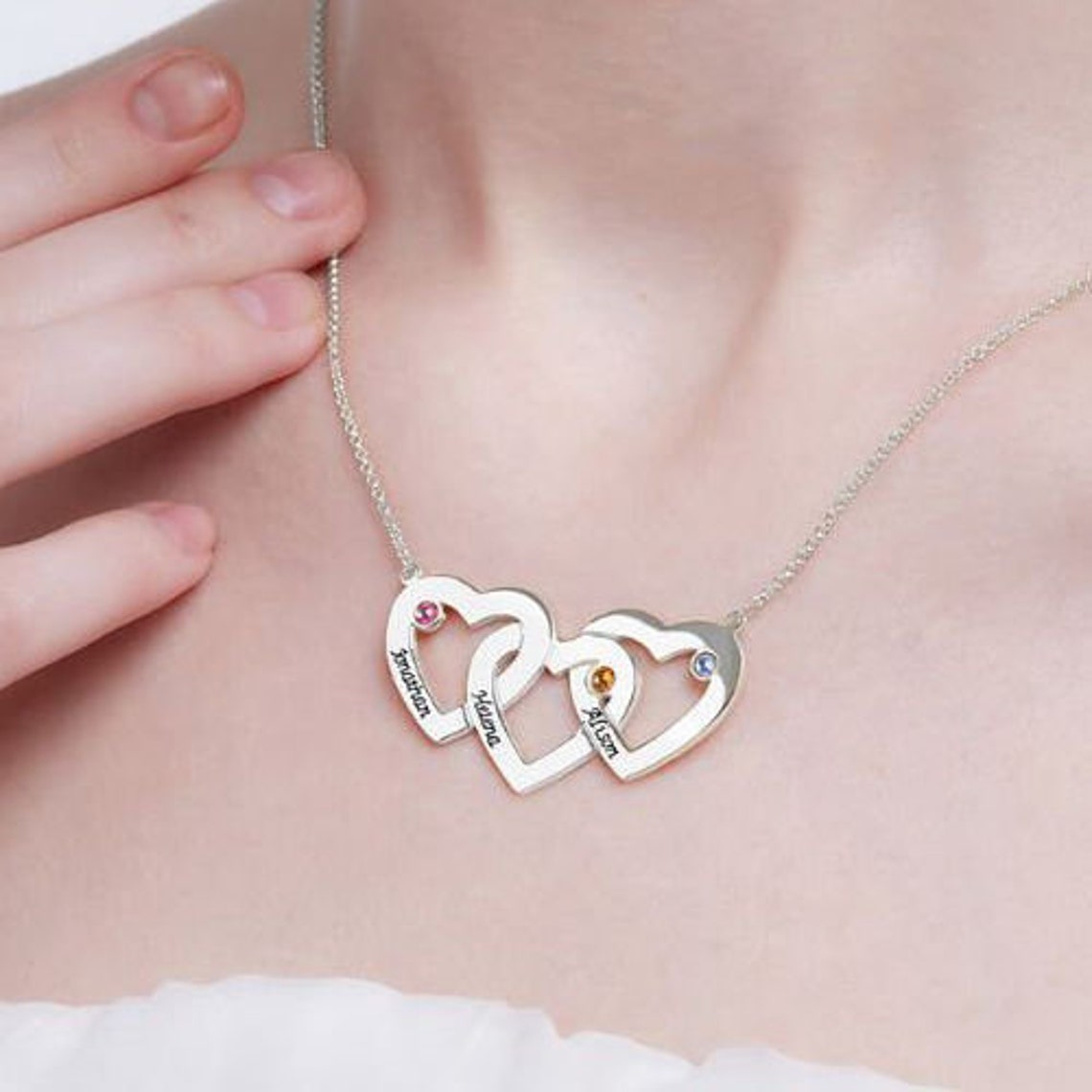 Cadena familiar cadena corazón cadena corazón colgante familia Etsy