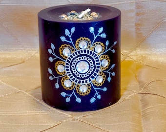 3 piece Pillar candle, henna design, Indian wedding favor, housewarming gift