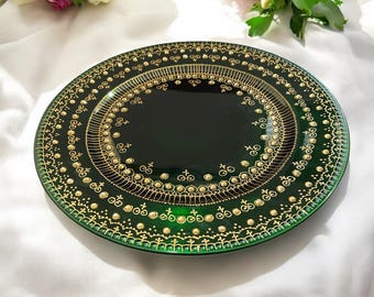 Henna thaal,Pakistani wedding, Indian festival, Mehndi thaal, indian wedding decor, hand painted charger plate, Mehndi party decor, Shagun