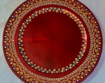 Henna thaal, diwali home decor, Indian festival, Mehndi thaal, indian wedding decor, hand painted charger plate, Mehndi party decor, henna