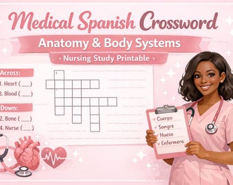 Medizin Spanisch Kreuzworträtsel | Anatomie, Körpersysteme, RN Studie (Digitaler Download)