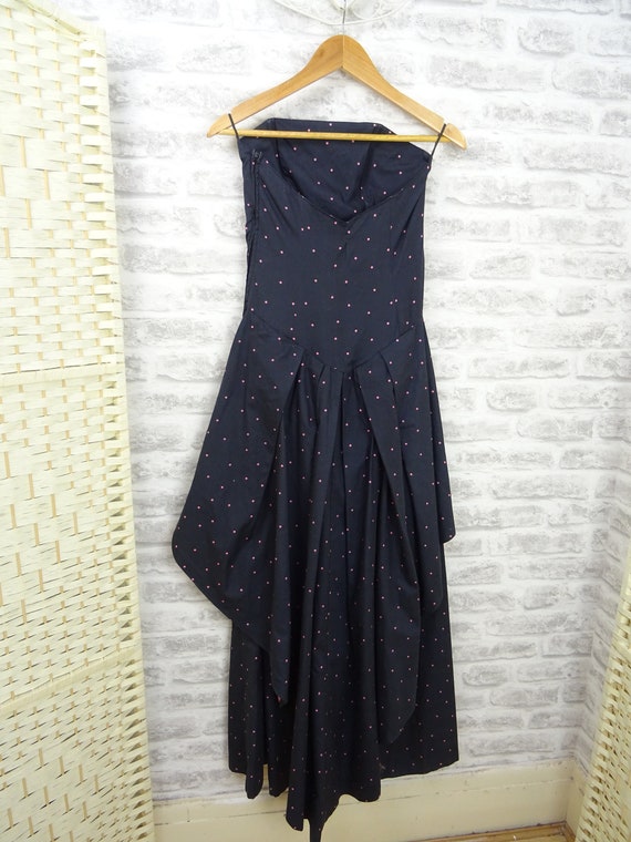 vintage repaired LAURA ASHLEY dress polkadot with… - image 7