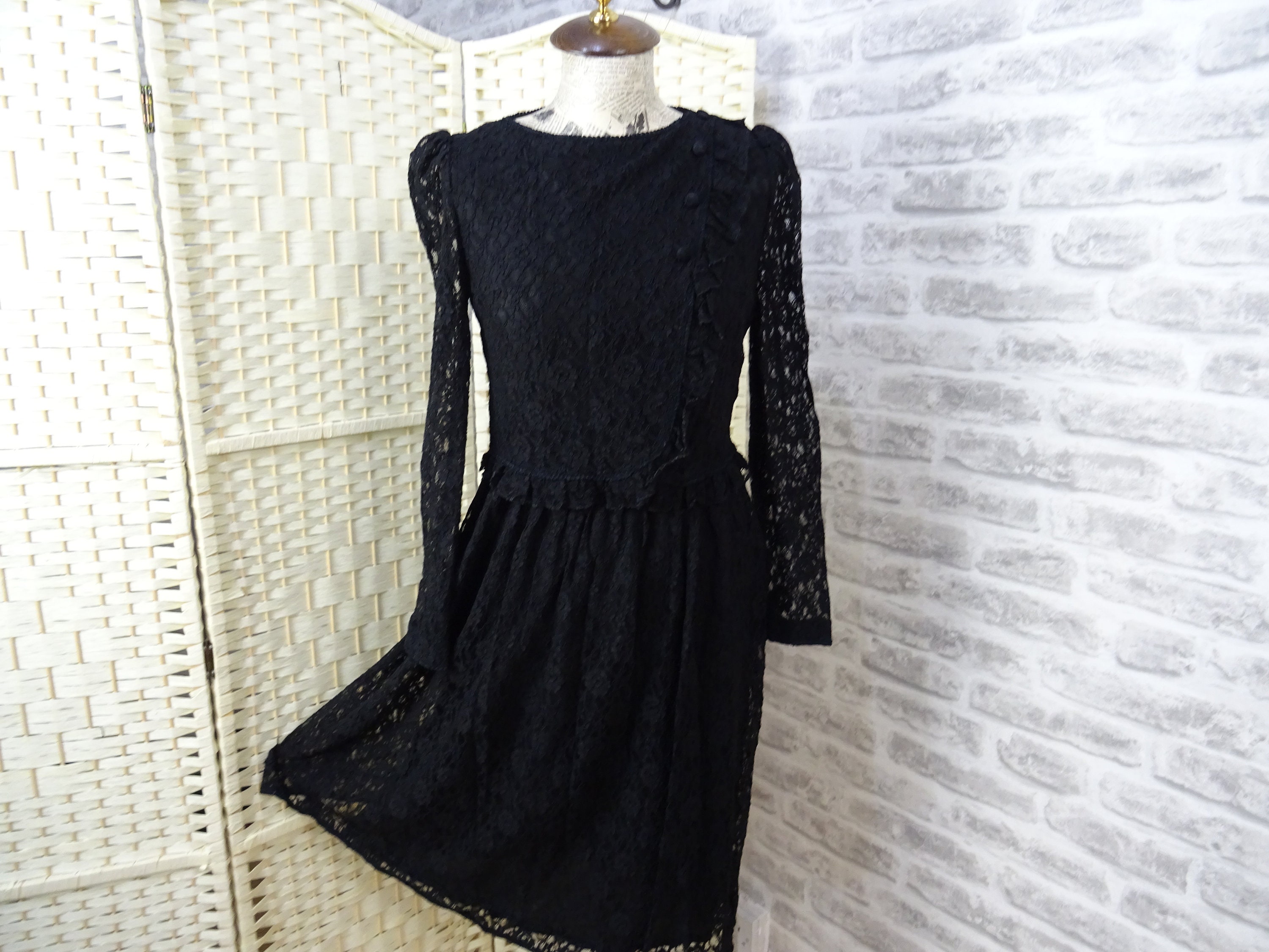 Vintage Black Lace Gothic Dress POSA DOLL Governess Size S - Etsy UK