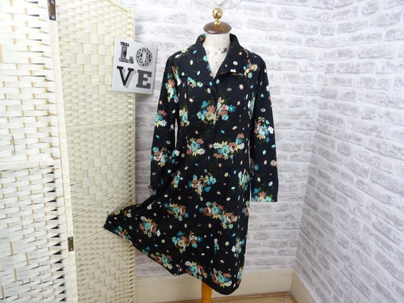vintage crimplene shirt dress 70s/80s ditsy flora… - image 2
