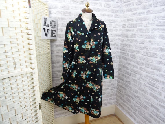 vintage crimplene shirt dress 70s/80s ditsy flora… - image 1