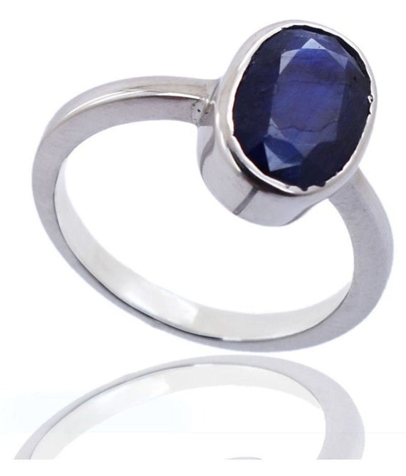 Royal Blue Kashmiri Sapphire Neelam Stone Silver Ring Natural Sapphire Ring  Mens | eBay