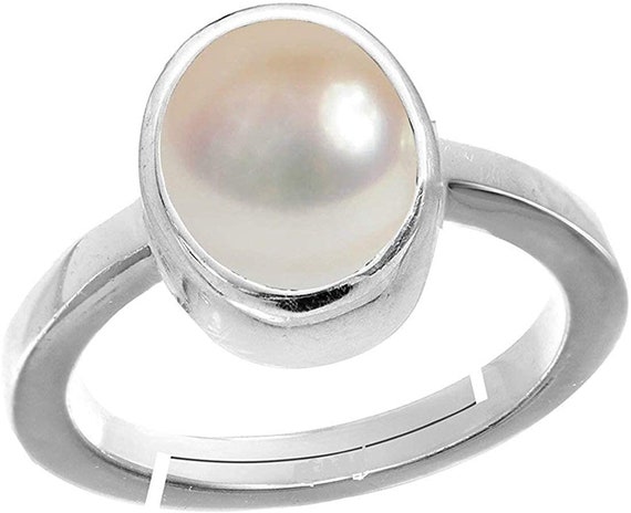 White Pearl 925 Strling Silver Ring 100 Certified Original Moti