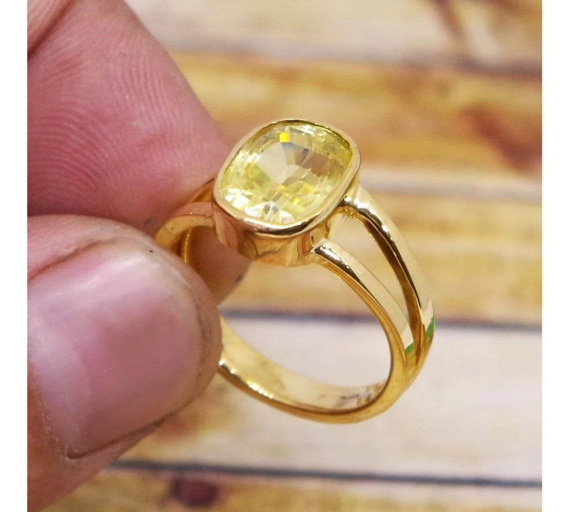 22K Gold 'Yellow Sapphire' Ring for Men - 235-GR6411 in 5.450 Grams