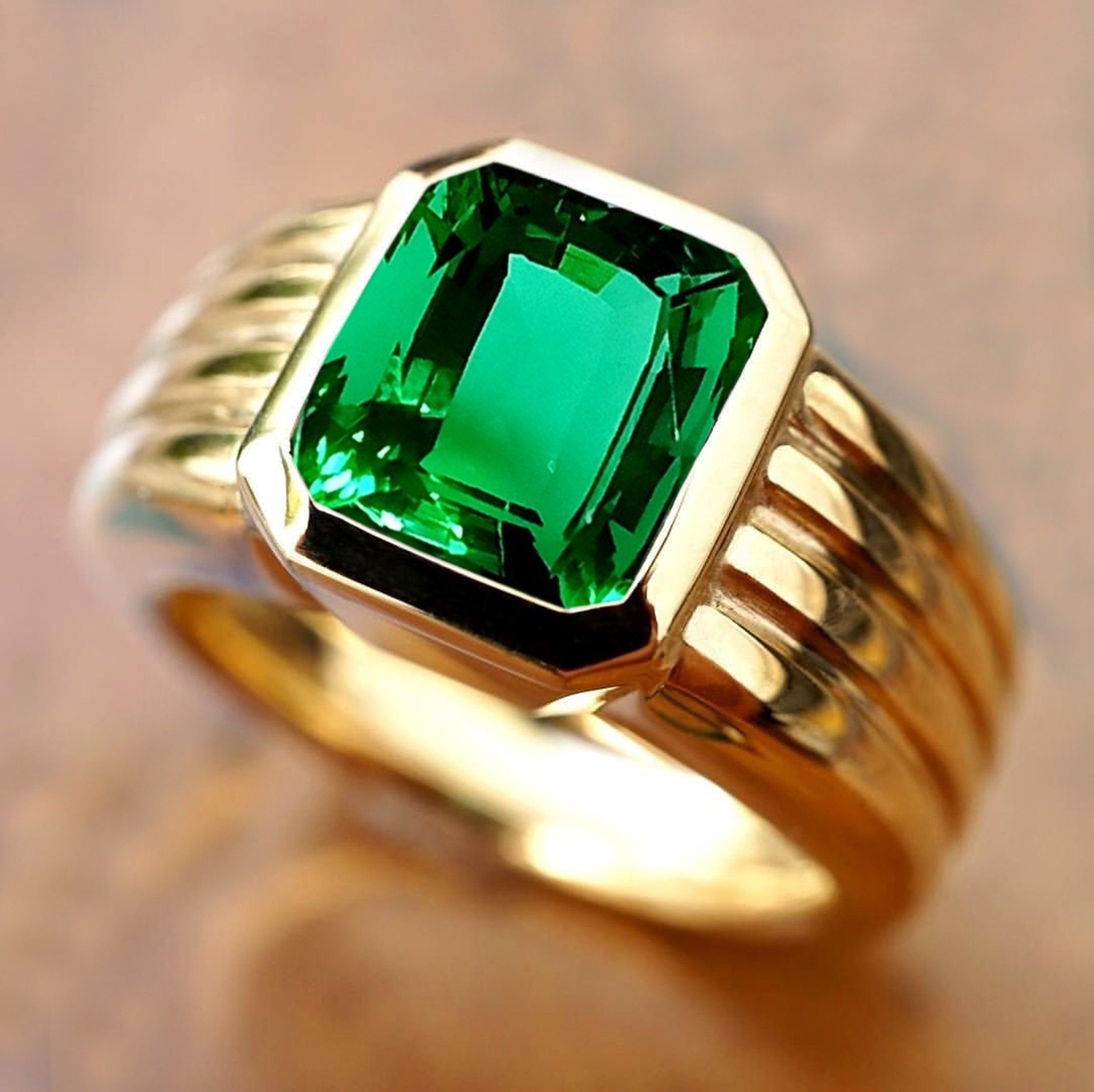 Mens Emerald Ring Swat Emerald Ring for Men Natural Swat Emerald