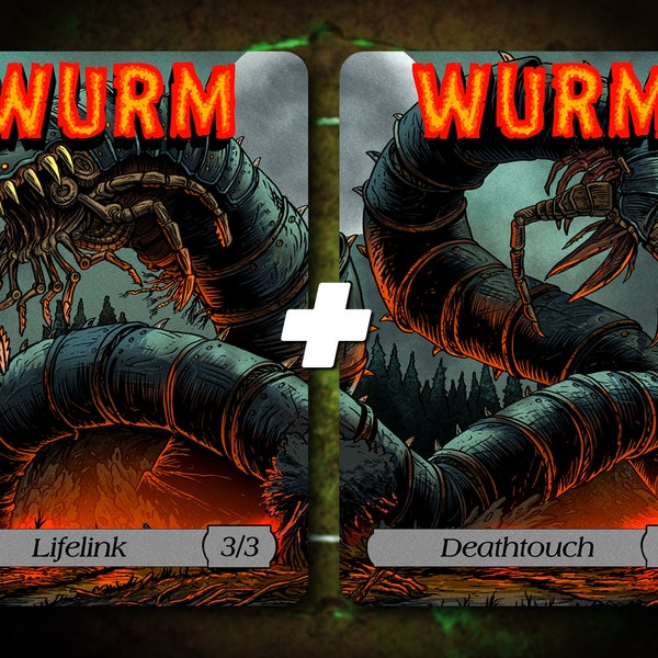 Wurm 3/3 Deathtouch + Lifelink Full Art Tokens [by Darkside Tokens] MTG!