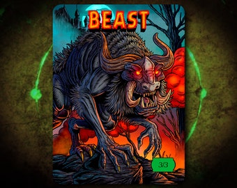 Beast 3/3 Full Art Token [by Darkside Tokens] Magic the Gathering MTG!