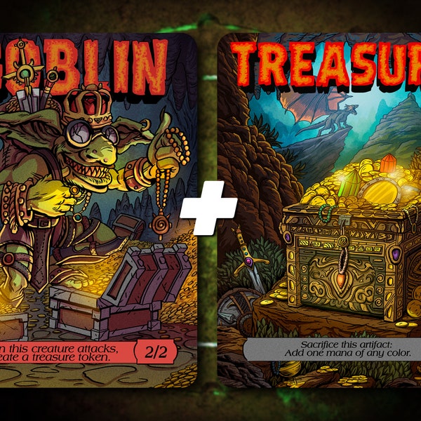 Goblin Shaman 2/2 + TREASURE Full Art Tokens [by Darkside Tokens] Magic the Gathering MTG!