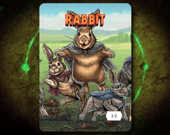 Handgetekende konijnentoken voor Magic the Gathering MTG!