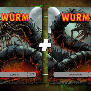 Wurm 3/3 Deathtouch + Lifelink Full Art Tokens [by Darkside Tokens] MTG!