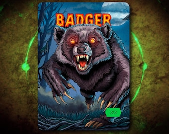 Ficha de arte completo de Tejón 3/3 [Dibujada a mano por Darkside Tokens] ¡Magic the Gathering MTG!
