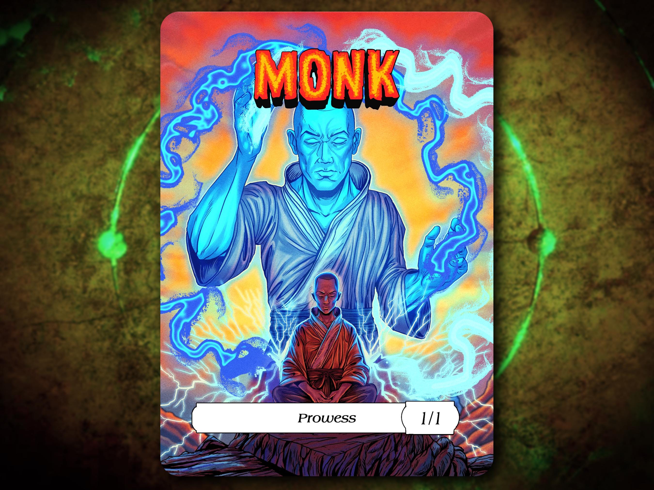 Monk 1/1 Prowess Full Art Token [hand Drawn by Darkside Tokens] Magic ...