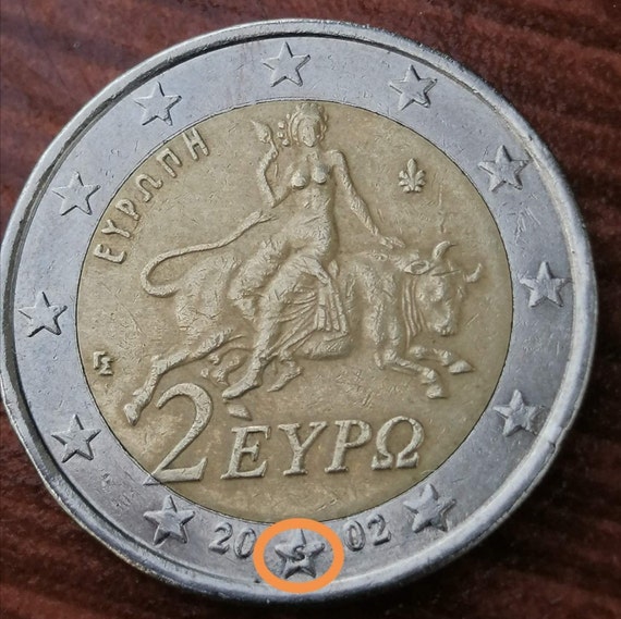 Piece De 2 Euros Grecque 2002 2 euro grèce 2002 pièce de monnaie avec des erreurs de timbre | Etsy