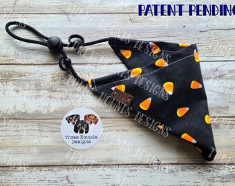 Adjustable Dog Bandana Personalized, Candy Corn Halloween Pattern