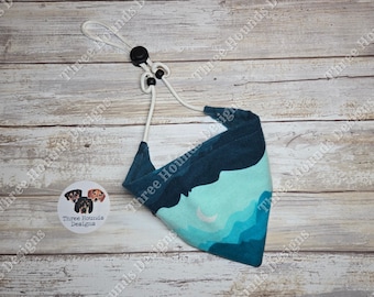 Adjustable Custom Dog Bandana, Personalized, Blue Mountains Flannel