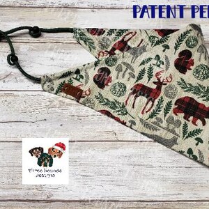Adjustable Dog Bandana Personalized, Christmas Animal Cotton Fabric
