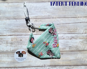 Adjustable Custom Dog Bandana, Personalized, Minnie Floral Striped Cotton
