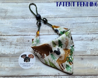 Adjustable Custom Dog Bandana, Personalized, Disney Mickey Forest Camp Fabric