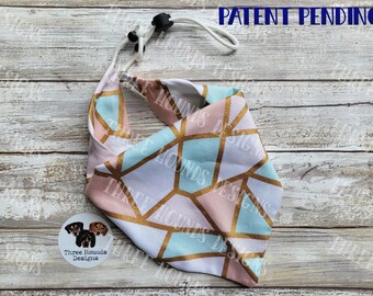 Adjustable Custom Dog Bandana, Personalized, Geometric Triangle Cotton Fabric