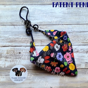 Adjustable Dog Bandana Personalized, Disney Minnie Floral Fabric