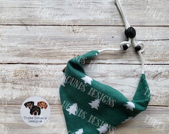 Adjustable Custom Dog/Pet Bandana, Green and White Christmas Tree Flannel