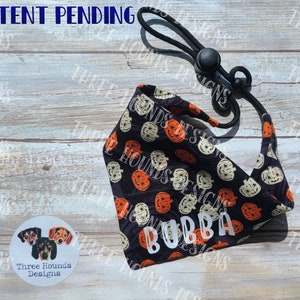 Adjustable Dog Bandana Personalized, Orange and White Pumpkins