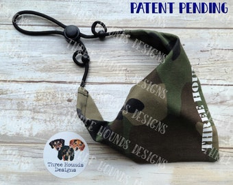 Adjustable Custom Dog Bandana, Personalized, Camo Canvas Fabric